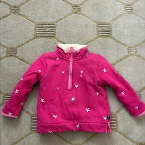 Joules Pink Stars Quarter Zip Sweatshirt 3T